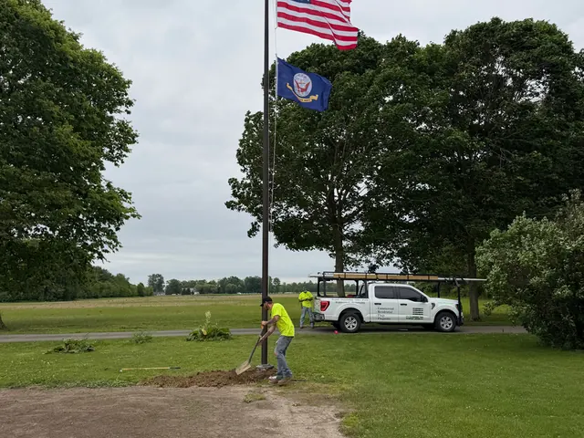 Crew and truck on an Indianapolis commercial install.