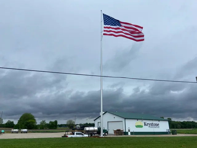 Commercial flagpole at an industrial facility in west central Indiana